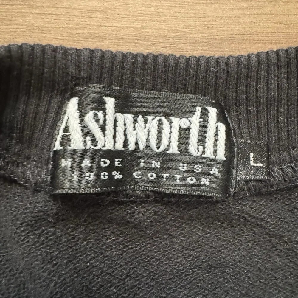 Vintage 90s Ashworth Golf Sweater Vest L Black Argyle Embroidered Logo USA Made